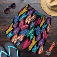 Hawaii Colorful Tropical Leaves Shorts for Men LT01 Black - Polynesian Pride