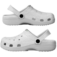 Hawaii DNA Kakau Tattoo Clogs Shoes with Plumeria and Hibiscus Tropical Plants White Color LT03 - Polynesian Pride