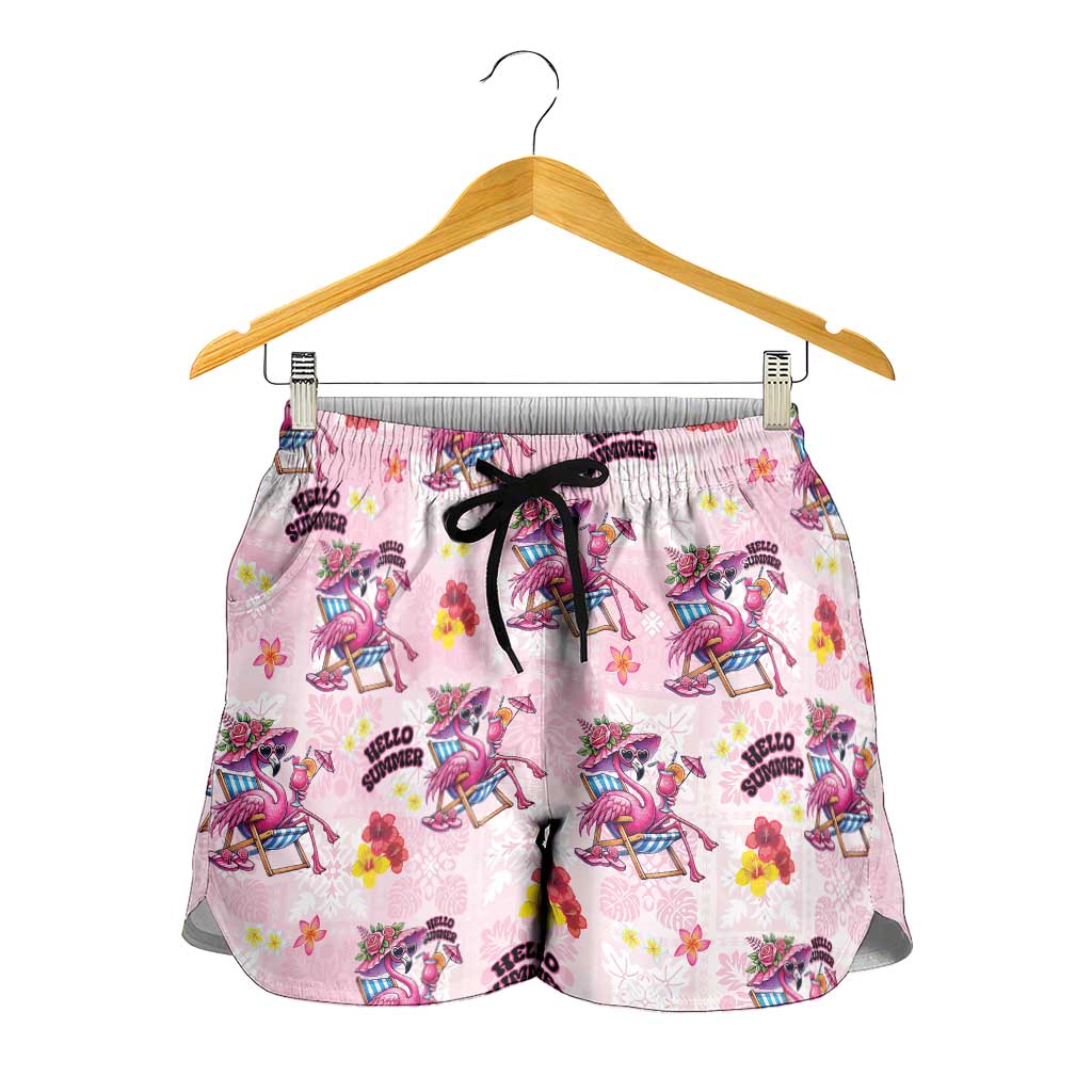 Hawaii Flamingo Hello Summer Shorts for Women Hawaiian Quilt Pattern