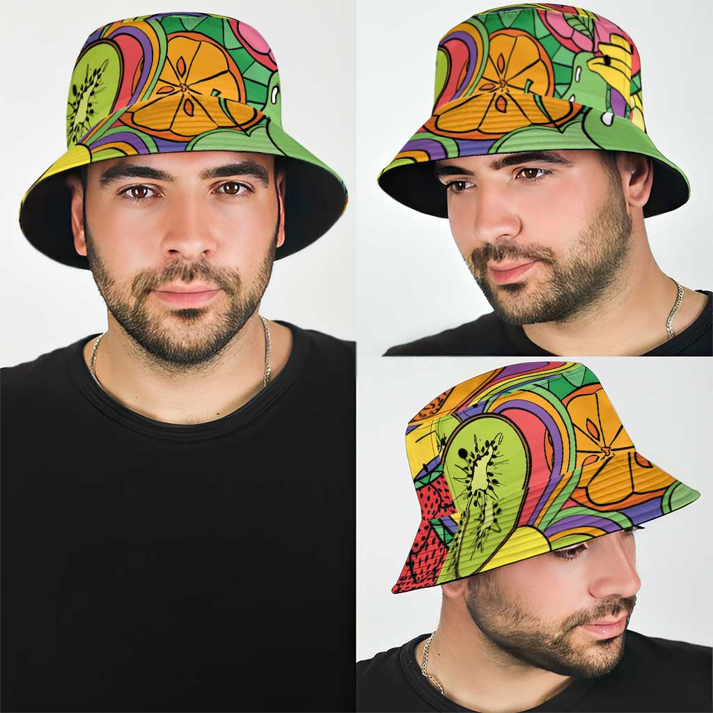 Hawaii Fruits Hippie Style Bucket Hat Vibrant Colorful LT01 - Polynesian Pride
