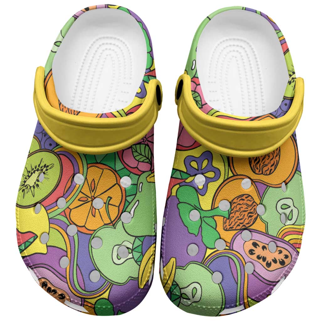 Hawaii Fruits Hippie Style Clogs Shoes Vibrant Colorful LT01 Multicolor - Polynesian Pride