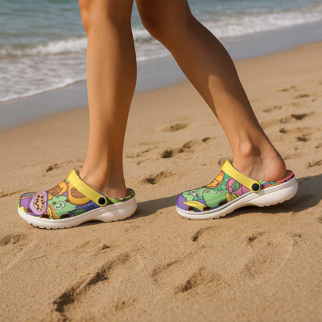 Hawaii Fruits Hippie Style Clogs Shoes Vibrant Colorful LT01 - Polynesian Pride