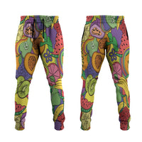 Hawaii Fruits Hippie Style Jogger Pants Vibrant Colorful