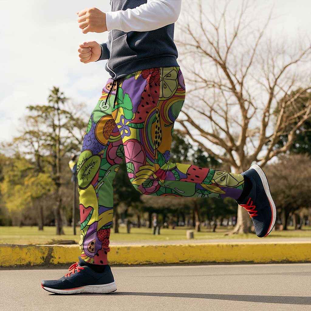 Hawaii Fruits Hippie Style Jogger Pants Vibrant Colorful