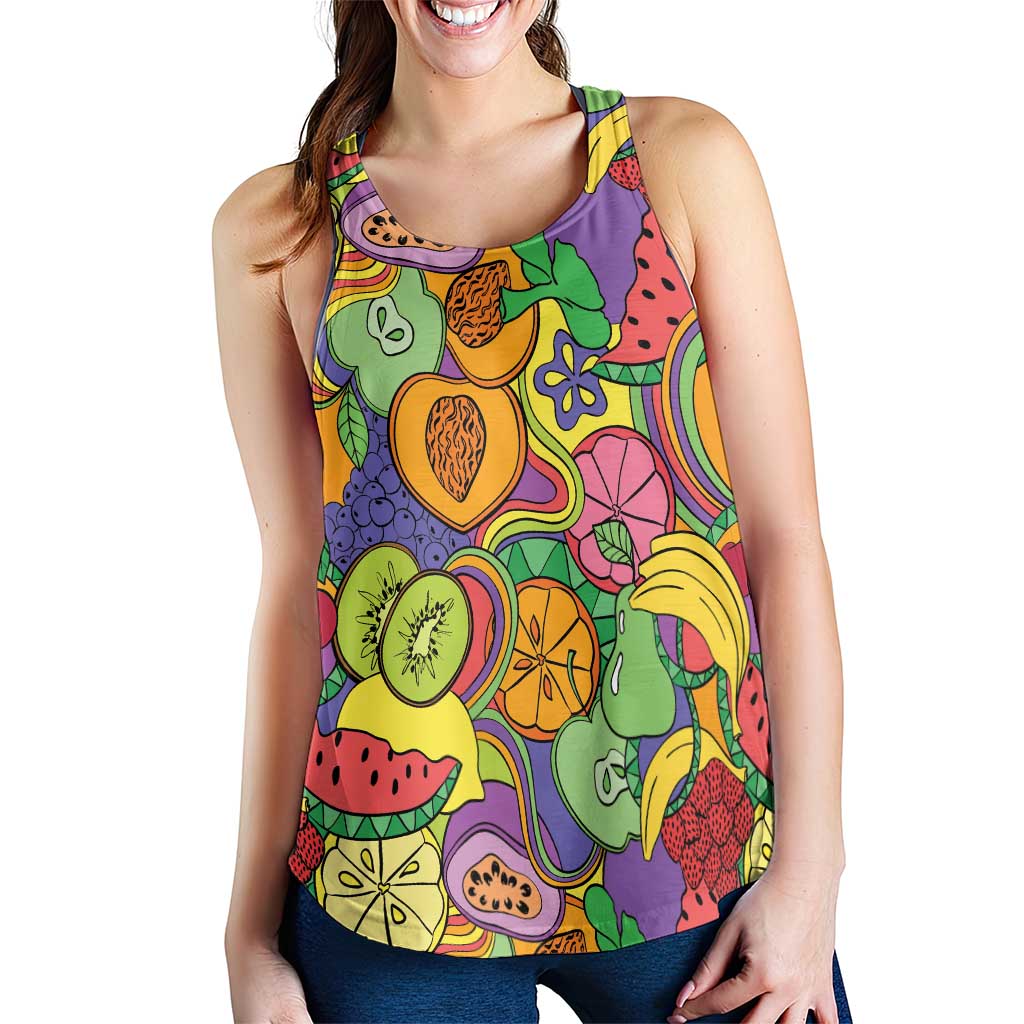 Hawaii Fruits Hippie Style Women Racerback Tank Vibrant Colorful LT01 - Polynesian Pride