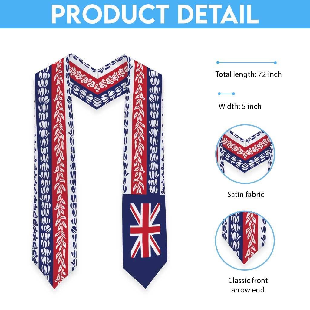 Hawaii Graduation Stole Hawaiian Flag With Leis LT05 - Polynesian Pride