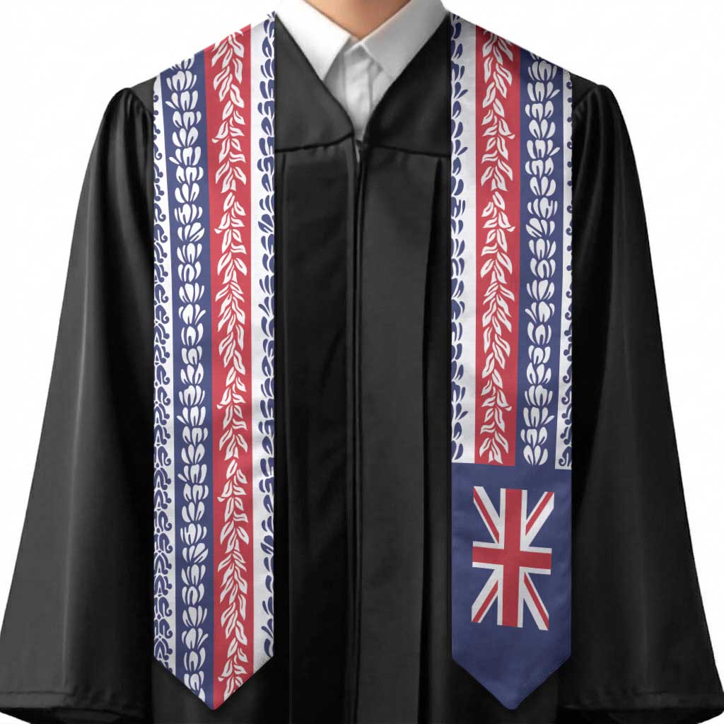 Hawaii Graduation Stole Hawaiian Flag With Leis LT05 - Polynesian Pride