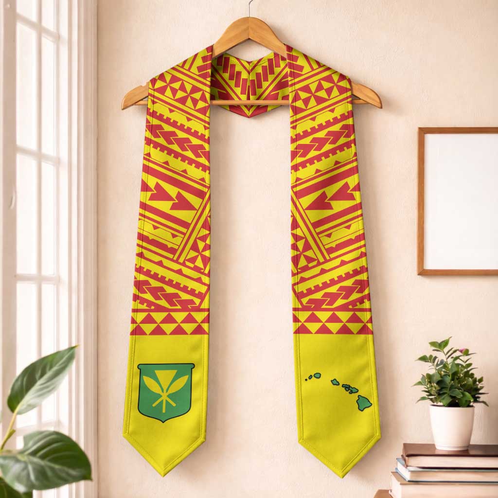 Hawaii Graduation Stole Kanaka Maoli Polynesian Pattern LT05 One Size Yellow - Polynesian Pride