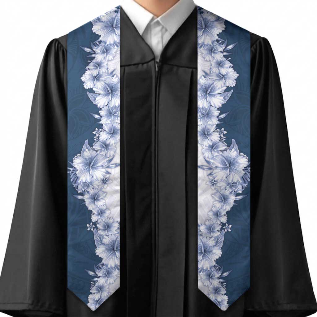 Hawaii Hibiscus Flowers Graduation Stole Blue Polynesian Pattern LT05 - Polynesian Pride