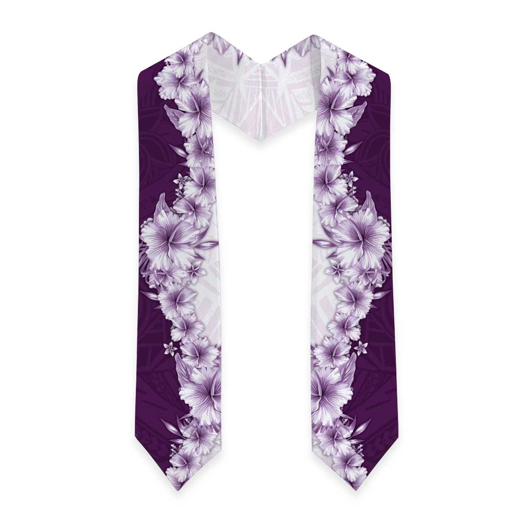 Hawaii Hibiscus Flowers Graduation Stole Purple Polynesian Pattern