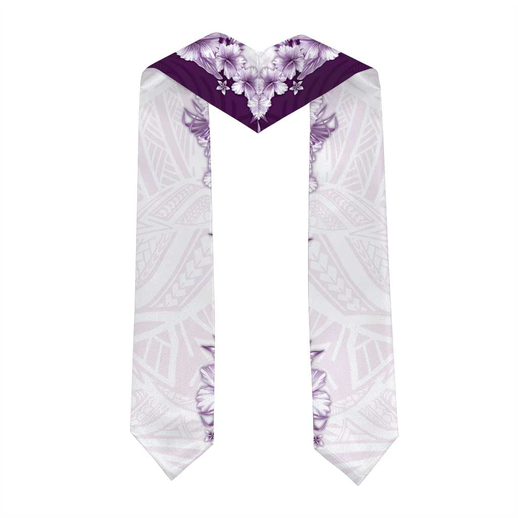 Hawaii Hibiscus Flowers Graduation Stole Purple Polynesian Pattern