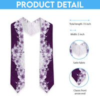 Hawaii Hibiscus Flowers Graduation Stole Purple Polynesian Pattern