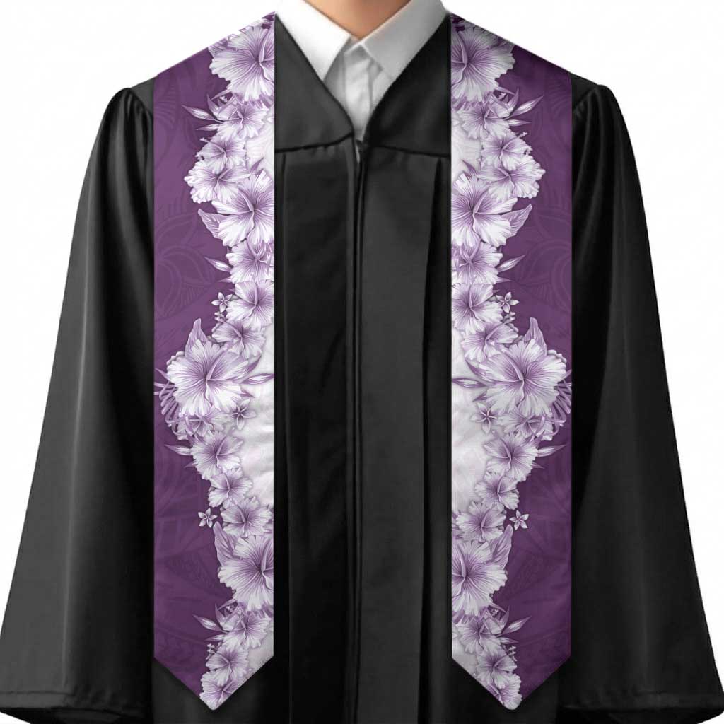 Hawaii Hibiscus Flowers Graduation Stole Purple Polynesian Pattern