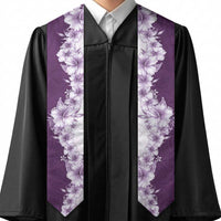 Hawaii Hibiscus Flowers Graduation Stole Purple Polynesian Pattern