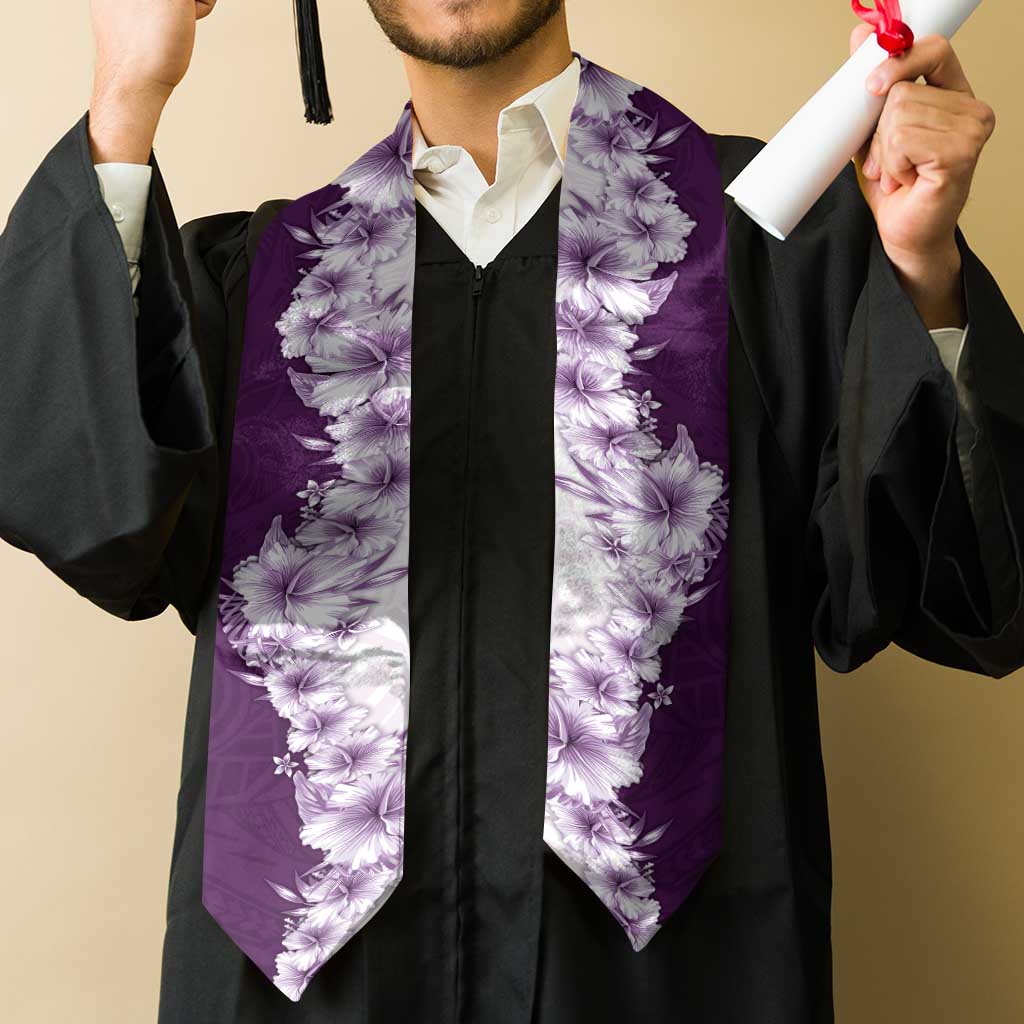 Hawaii Hibiscus Flowers Graduation Stole Purple Polynesian Pattern LT05