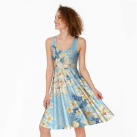Hawaii Hibiscus Plumeria Blue Midi Dress Polynesian Pattern LT01 - Polynesian Pride