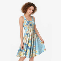 Hawaii Hibiscus Plumeria Blue Midi Dress Polynesian Pattern LT01 - Polynesian Pride