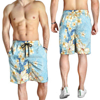 Hawaii Hibiscus Plumeria Blue Shorts for Men Polynesian Pattern LT01 - Polynesian Pride