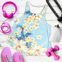 Hawaii Hibiscus Plumeria Blue Women Racerback Tank Polynesian Pattern LT01 Blue - Polynesian Pride