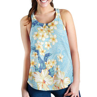 Hawaii Hibiscus Plumeria Blue Women Racerback Tank Polynesian Pattern LT01 - Polynesian Pride