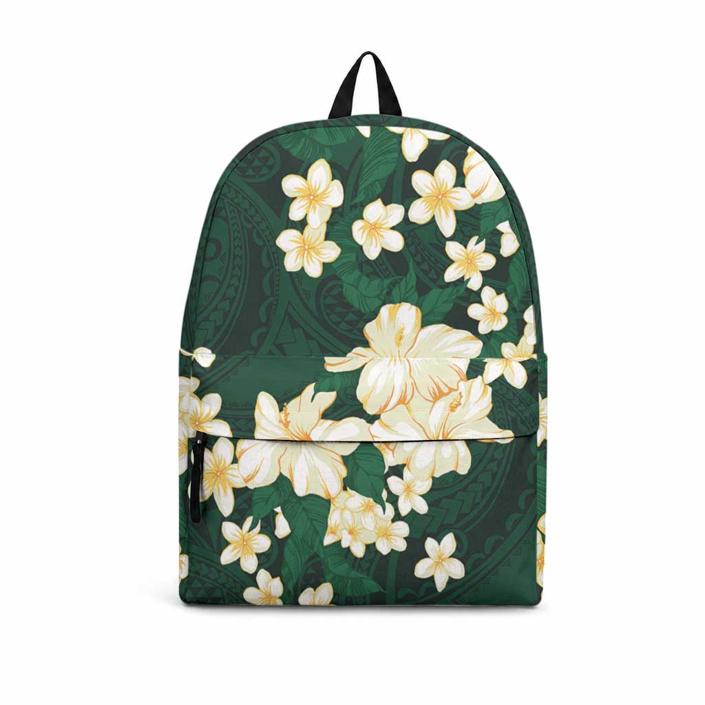 Hawaii Hibiscus Plumeria Green Backpack Polynesian Pattern LT01 Green - Polynesian Pride