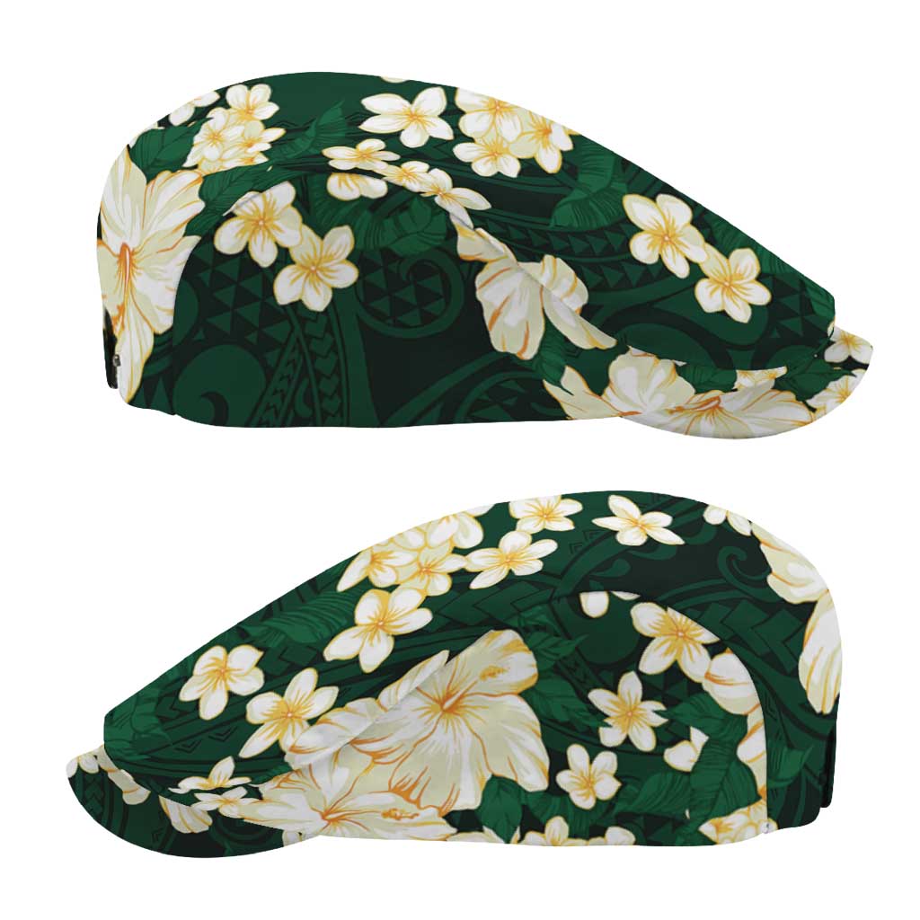 Hawaii Hibiscus Plumeria Green Jeff Hat Polynesian Pattern LT01 - Polynesian Pride