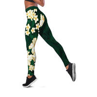 Hawaii Hibiscus Plumeria Green Leggings Polynesian Pattern LT01 Green - Polynesian Pride