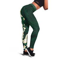 Hawaii Hibiscus Plumeria Green Leggings Polynesian Pattern LT01 - Polynesian Pride