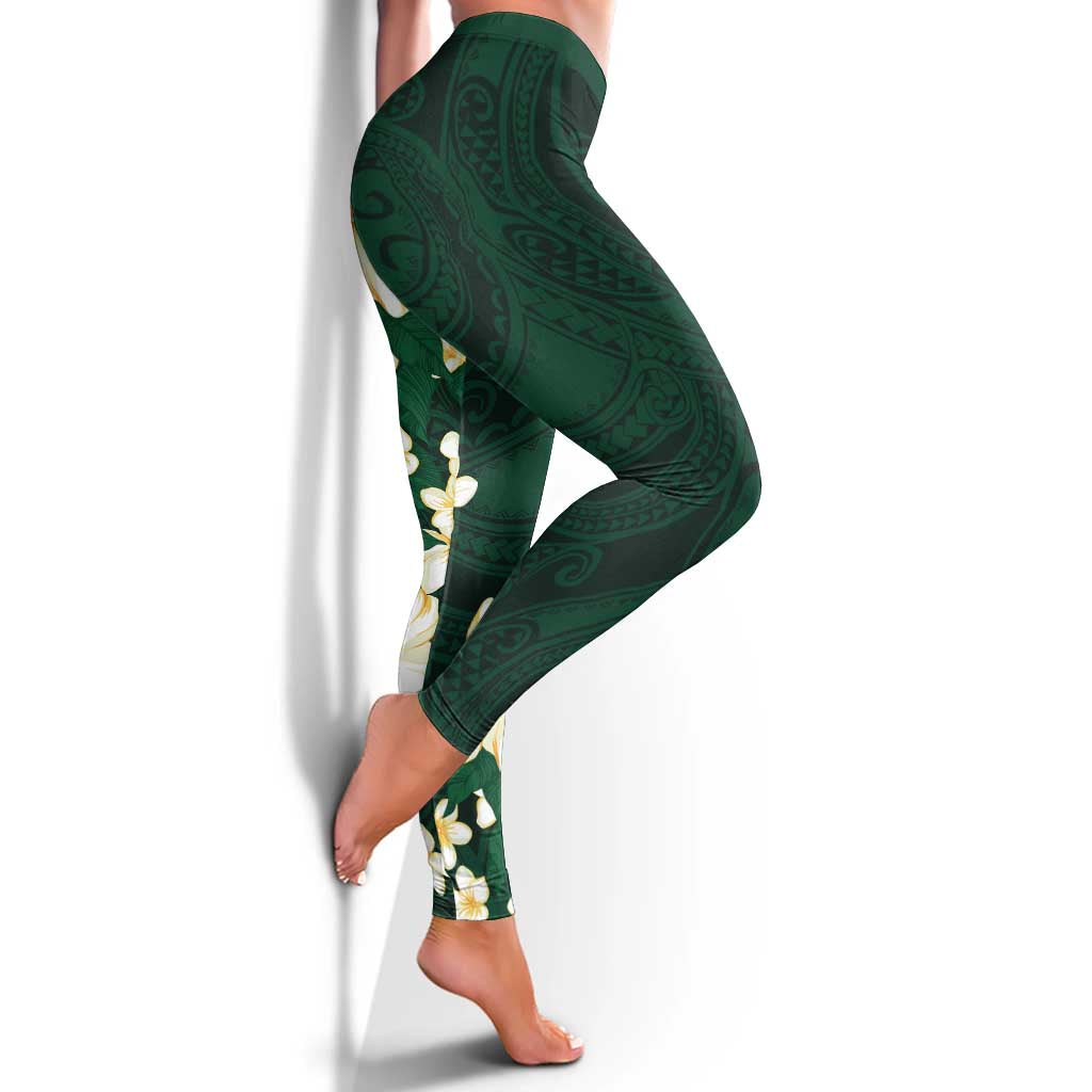 Hawaii Hibiscus Plumeria Green Leggings Polynesian Pattern LT01 - Polynesian Pride