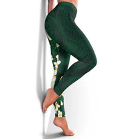 Hawaii Hibiscus Plumeria Green Leggings Polynesian Pattern LT01 - Polynesian Pride