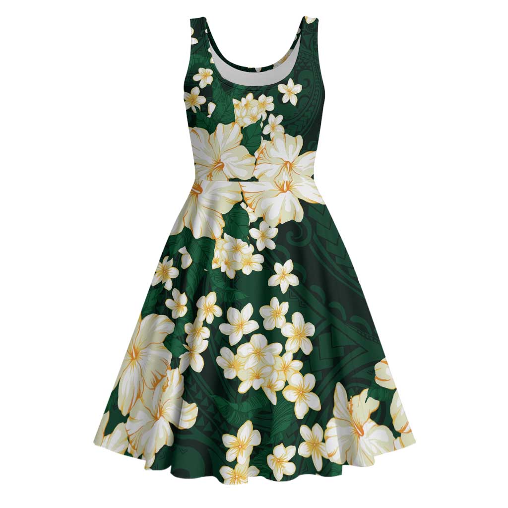 Hawaii Hibiscus Plumeria Green Midi Dress Polynesian Pattern LT01 Green - Polynesian Pride