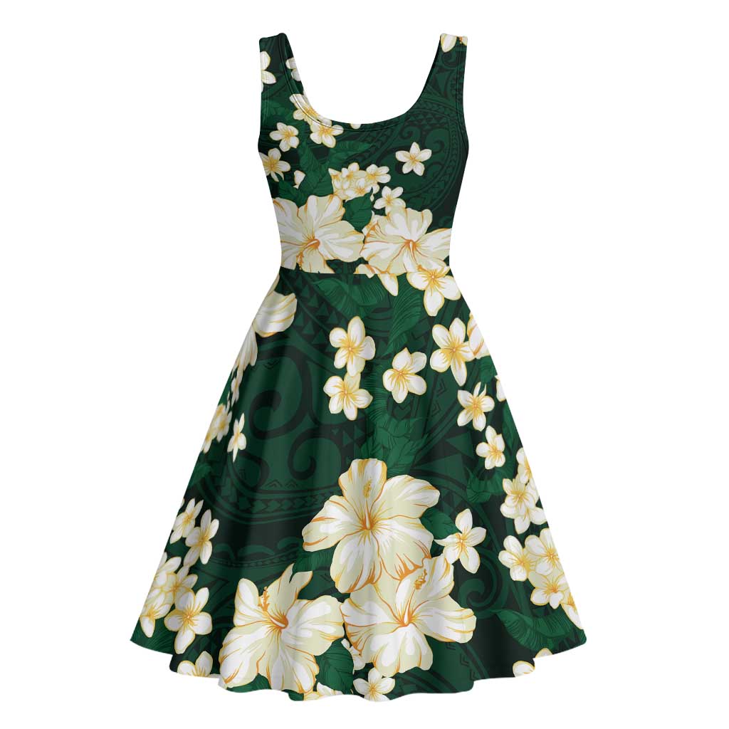 Hawaii Hibiscus Plumeria Green Midi Dress Polynesian Pattern LT01 - Polynesian Pride