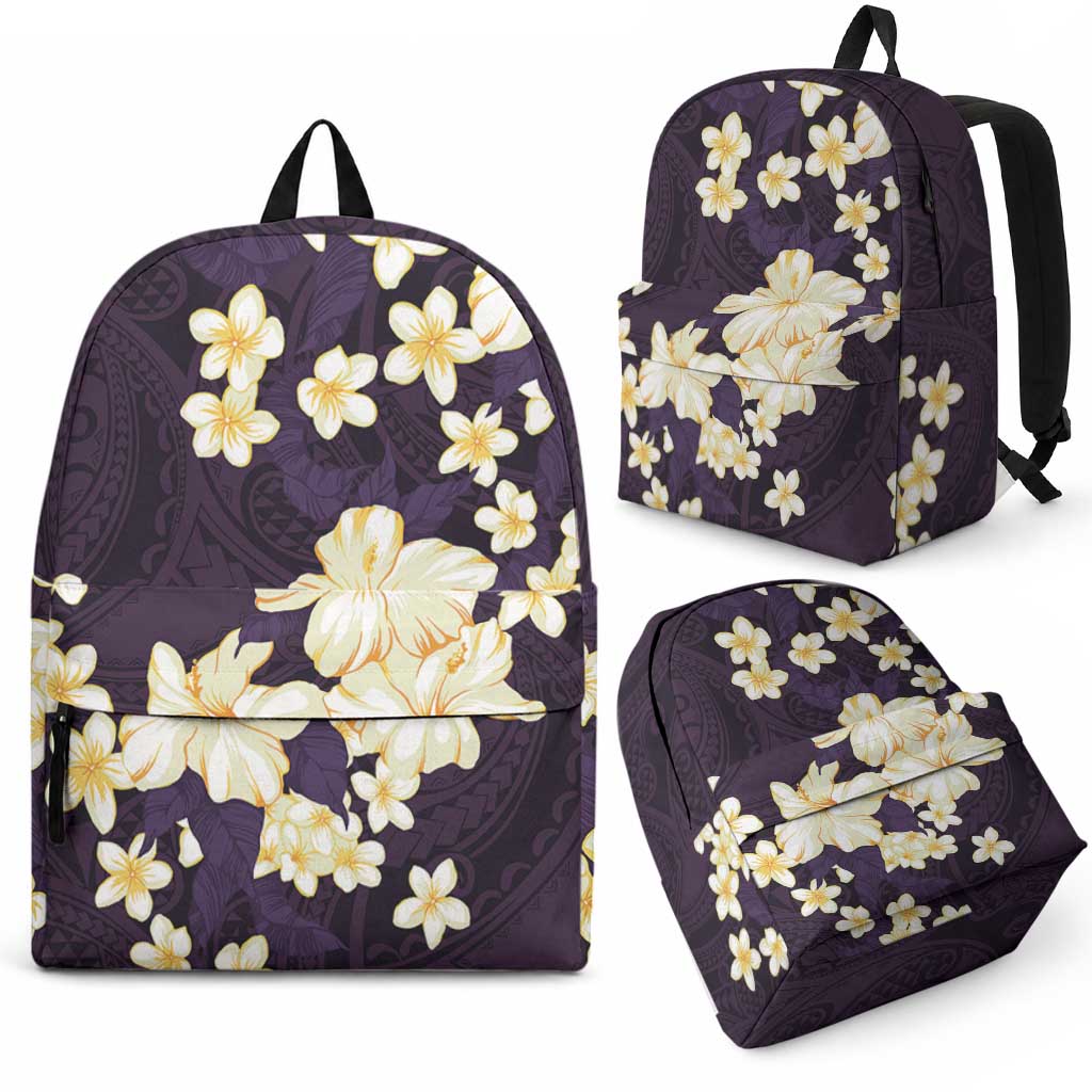 Hawaii Hibiscus Plumeria Purple Backpack Polynesian Pattern LT01 - Polynesian Pride