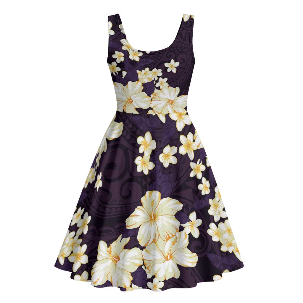 Hawaii Hibiscus Plumeria Purple Midi Dress Polynesian Pattern LT01 - Polynesian Pride