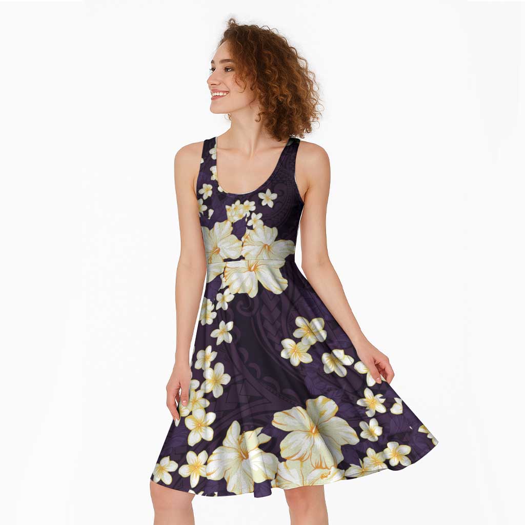 Hawaii Hibiscus Plumeria Purple Midi Dress Polynesian Pattern LT01 - Polynesian Pride