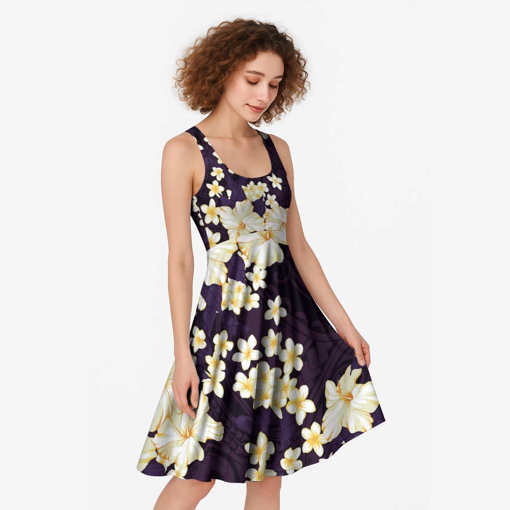 Hawaii Hibiscus Plumeria Purple Midi Dress Polynesian Pattern LT01 - Polynesian Pride