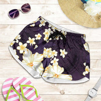 Hawaii Hibiscus Plumeria Purple Shorts for Women Polynesian Pattern LT01 Purple - Polynesian Pride