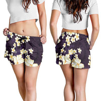 Hawaii Hibiscus Plumeria Purple Shorts for Women Polynesian Pattern LT01 - Polynesian Pride
