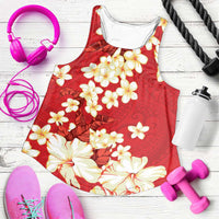 Hawaii Hibiscus Plumeria Red Women Racerback Tank Polynesian Pattern LT01 Red - Polynesian Pride