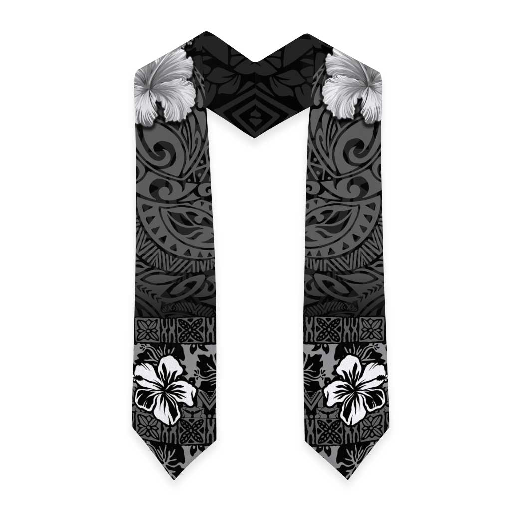 Hawaii Hibiscus With Black Polynesian Pattern Graduation Stole LT05 - Polynesian Pride