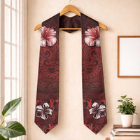 Hawaii Hibiscus With Oxblood Polynesian Pattern Graduation Stole