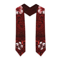 Hawaii Hibiscus With Oxblood Polynesian Pattern Graduation Stole