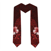 Hawaii Hibiscus With Oxblood Polynesian Pattern Graduation Stole