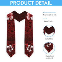 Hawaii Hibiscus With Oxblood Polynesian Pattern Graduation Stole