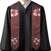 Hawaii Hibiscus With Oxblood Polynesian Pattern Graduation Stole