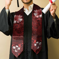 Hawaii Hibiscus With Oxblood Polynesian Pattern Graduation Stole