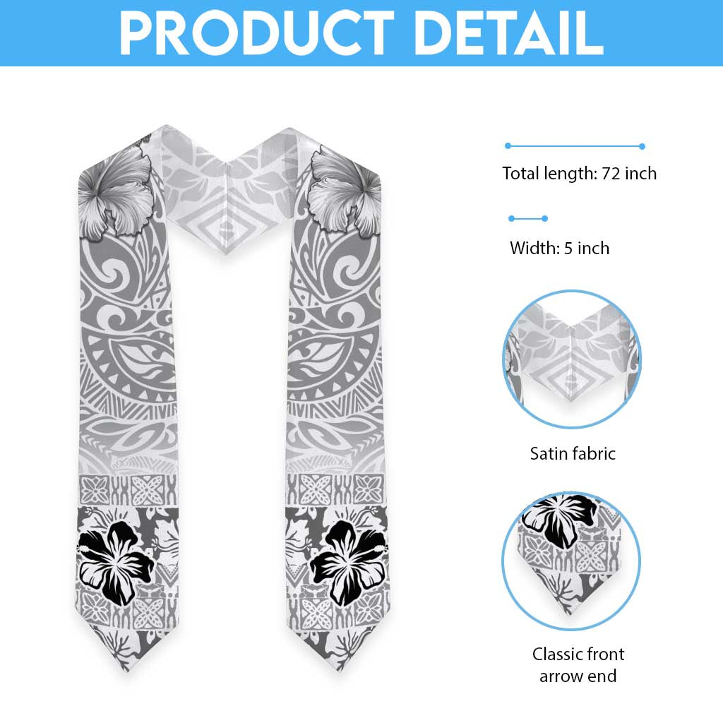 Hawaii Hibiscus With White Polynesian Pattern Graduation Stole LT05 - Polynesian Pride