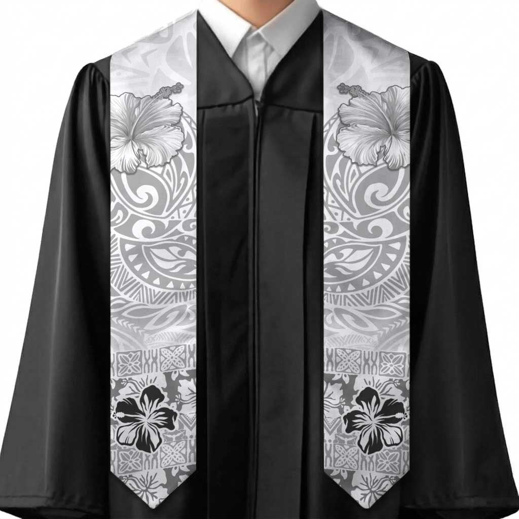 Hawaii Hibiscus With White Polynesian Pattern Graduation Stole LT05 - Polynesian Pride