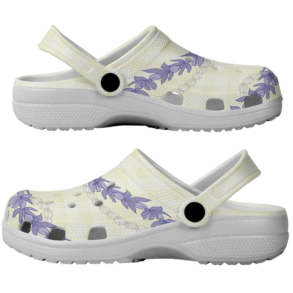 Hawaii Honohono Palaka Motifs Clogs Shoes Hawaiian Orchid Lei LT14 - Polynesian Pride