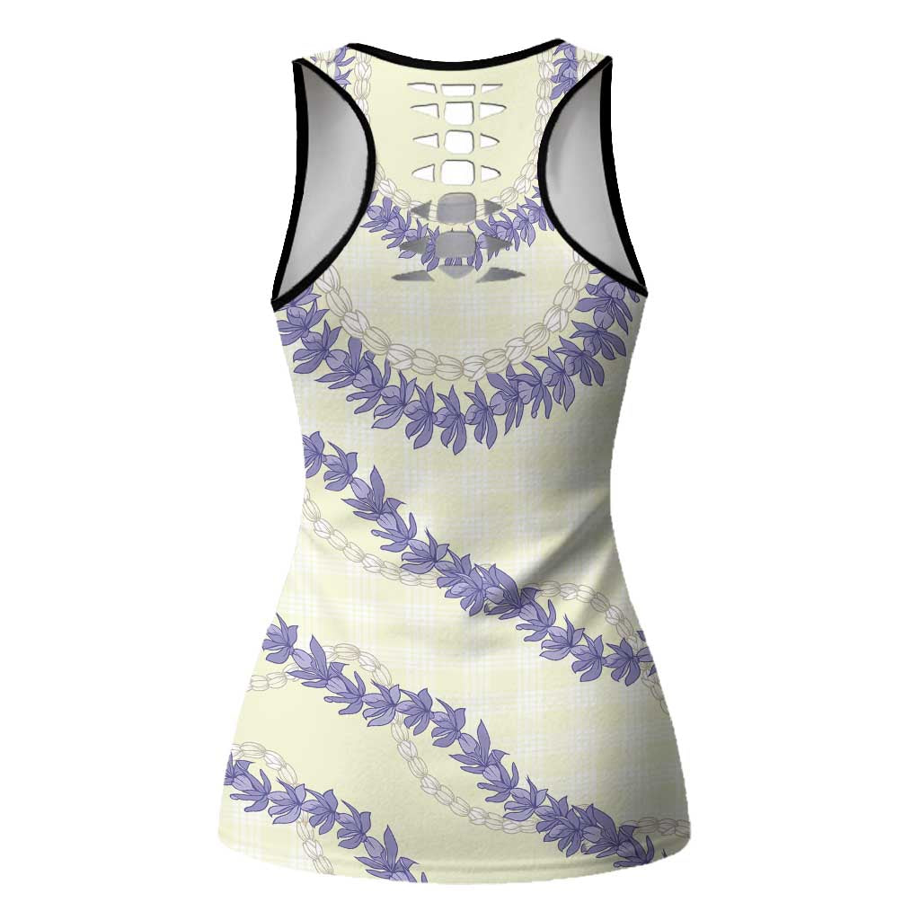 Hawaii Honohono Palaka Motifs Hollow Tank Top Hawaiian Orchid Lei LT14 - Polynesian Pride